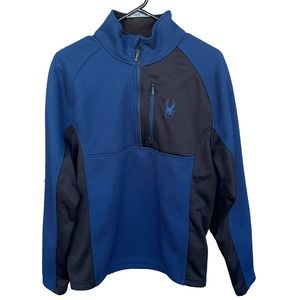 Spyder Jacket Mens Medium Blue Black Quarter Zip